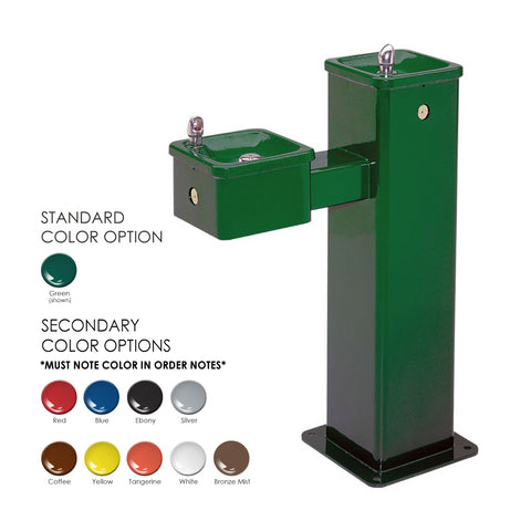 Haws 3500 Bilevel Pedestal Fountain Green Powder Coated