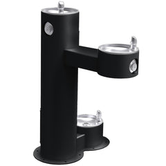 Outdoor Bi-Level ADA Pedestal Fountain with Pet Station Black