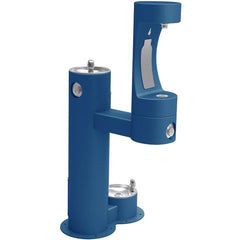 Elkay Outdoor Bi-Level Bottle Filling Station with Pet Station Blue