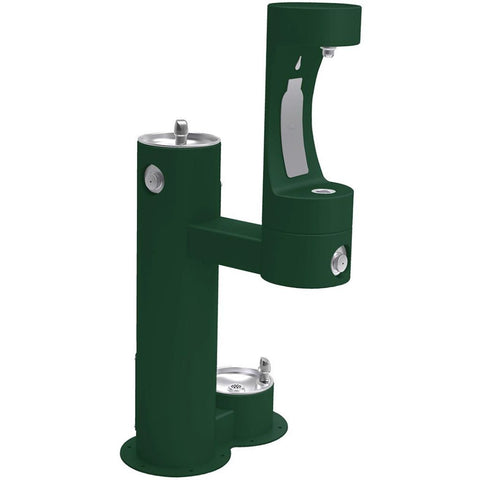 Elkay Outdoor Bi-Level Bottle Filling Station with Pet Station Evergreen