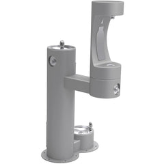 Elkay Outdoor Bi-Level Bottle Filling Station with Pet Station Gray