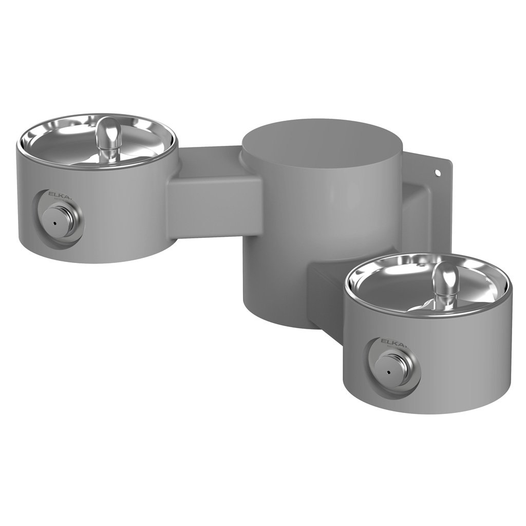 Elkay LK4406 Outdoor Wall Mounted Bilevel Drinking Fountain in Silver