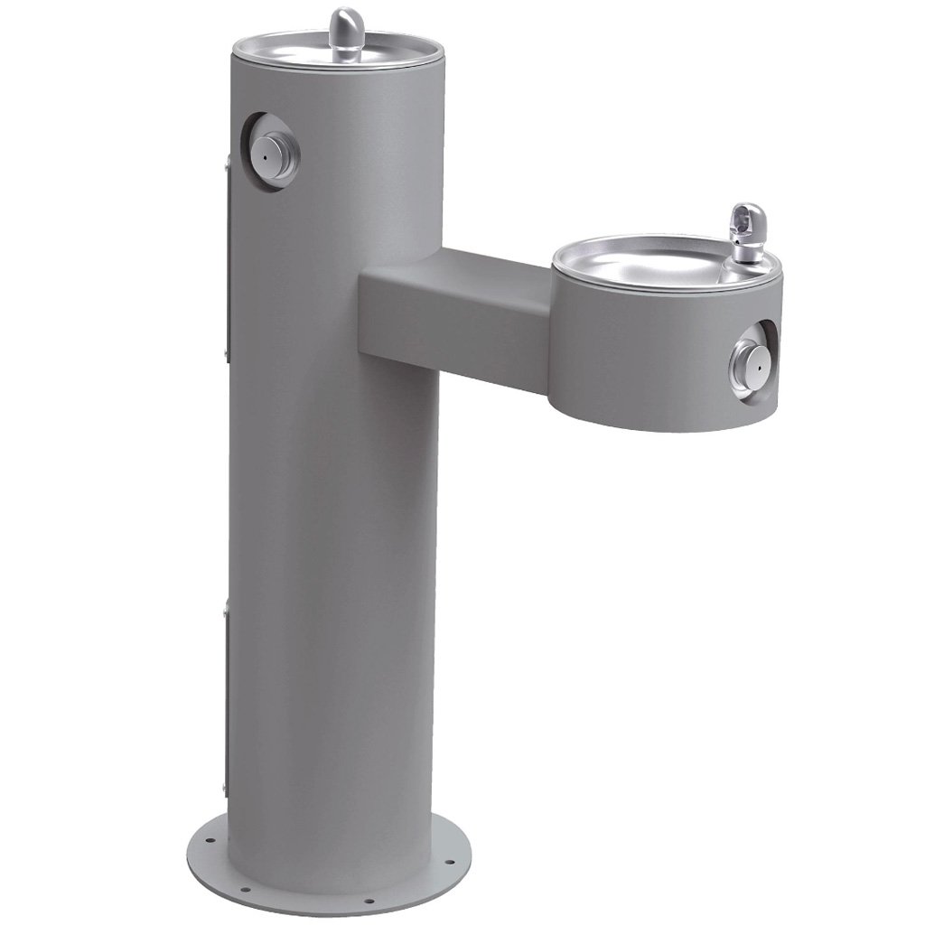 Elkay Outdoor Bi-Level ADA Pedestal Drinking Fountain Gray