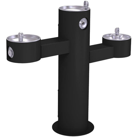 Halsey Taylor Outdoor Drinking Fountain Triple Bowl Black