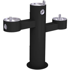 Halsey Taylor Outdoor Drinking Fountain Triple Bowl Black