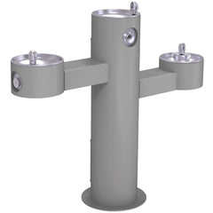 Halsey Taylor Outdoor Drinking Fountain Triple Bowl Gray