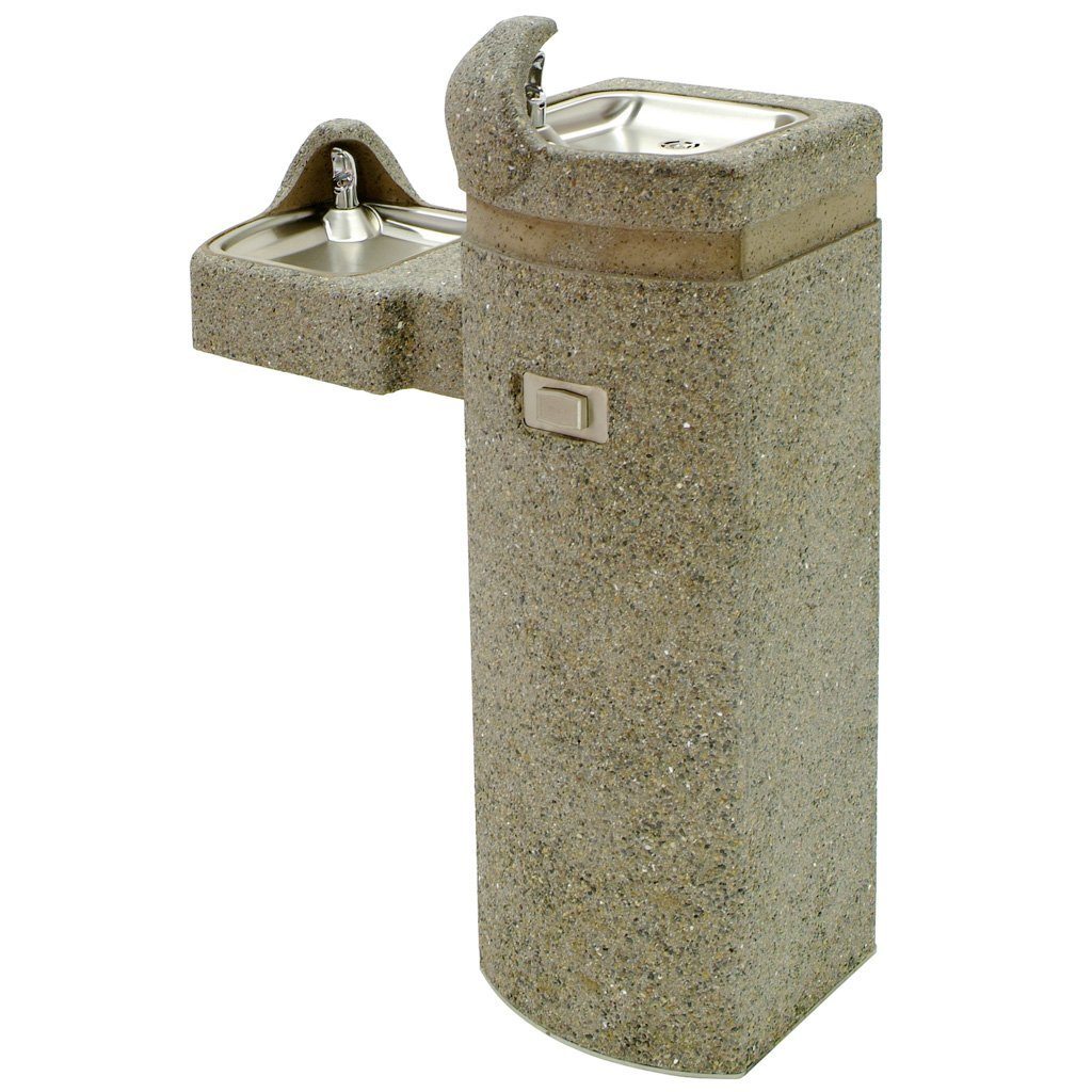 Murdock ADA Bi-Level Pedestal Mounted Square Stone Drinking Fountain