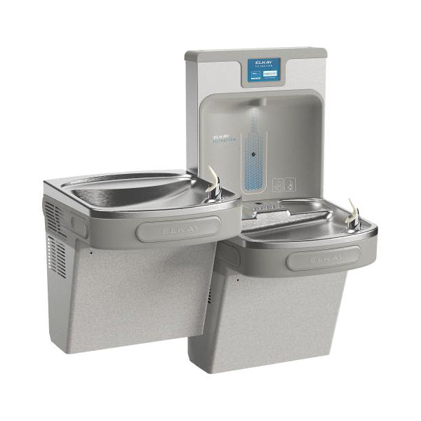 Filter Enhanced Elkay Bottle Filling Station with Bi-Level ADA Water Cooler Light Gray