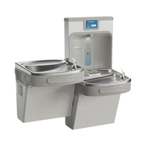 Filter Enhanced Elkay Bottle Filling Station with Bi-Level ADA Water Cooler Light Gray
