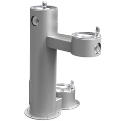 Outdoor Bi-Level ADA Pedestal Fountain with Pet Station Gray