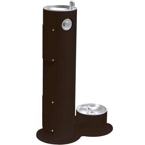 Elkay Outdoor Pedestal Drinking Fountain with Pet Fountain Black