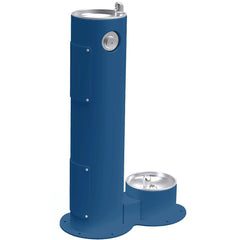 Elkay Outdoor Pedestal Drinking Fountain with Pet Fountain Blue