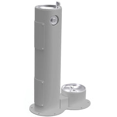 Elkay Outdoor Pedestal Drinking Fountain with Pet Fountain Gray
