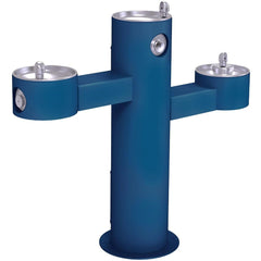 Halsey Taylor Outdoor Drinking Fountain Triple Bowl Blue